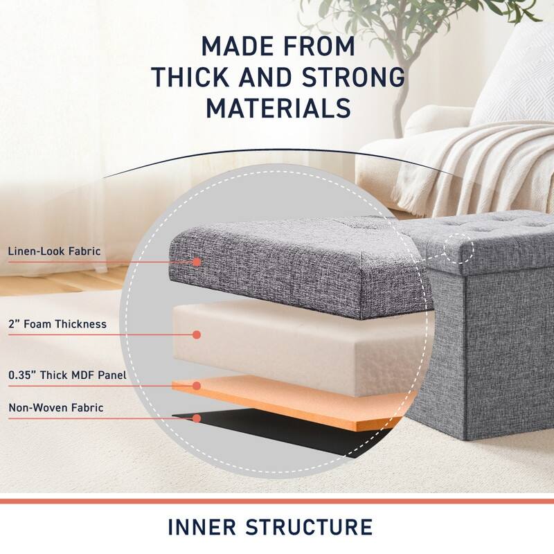 2 Pack - 15" Collapsible Square Cube Storage Ottoman, Perfect for Dorms, Livingroom and Bedroom