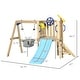 preview thumbnail 3 of 7, Outsunny 3 in 1 Wooden Swing Set with Slide, Baby Swing Seat, Fort, Wheel, Telescope, Mailbox, 1.5-4 Years Old, 67"x79"x46.5"