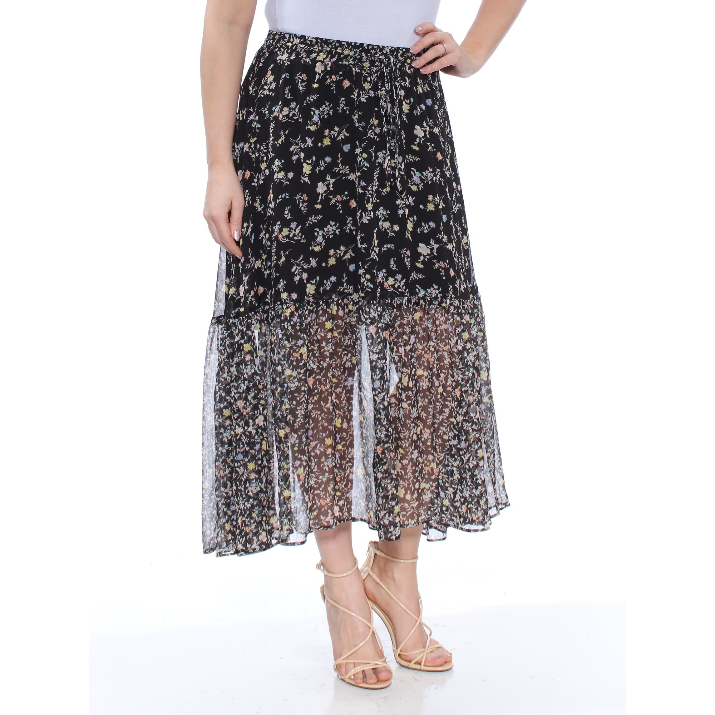 black floral long skirt