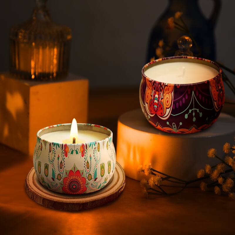 4-Piece Scented 4 oz Tin Candle Gift Set with Soy Wax (120H Burn Time)