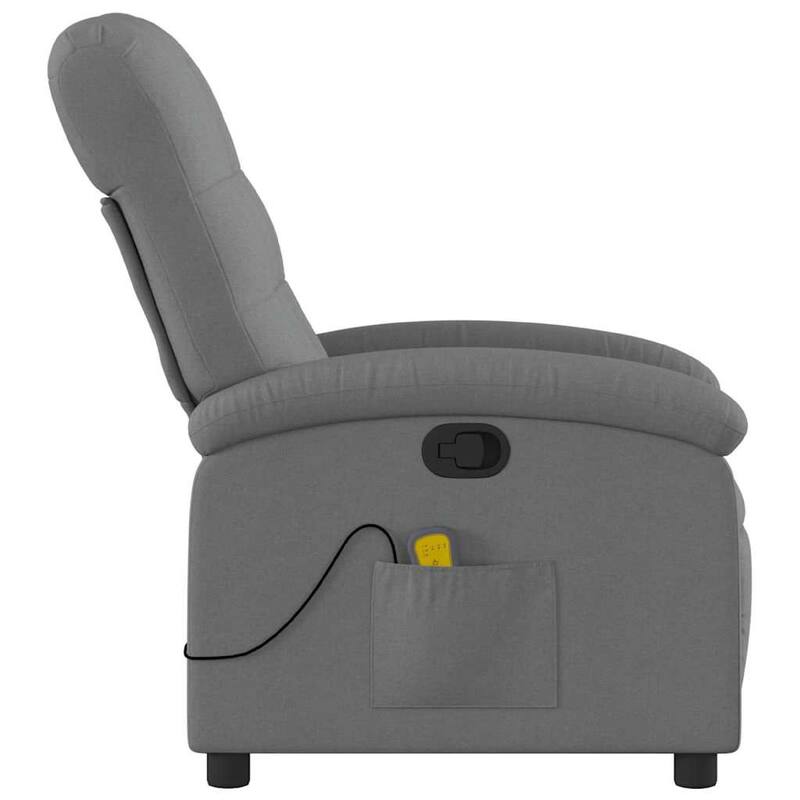 Dery Manual Recliner Chair with Massage, Side Pocket, Light Gray Polyester
