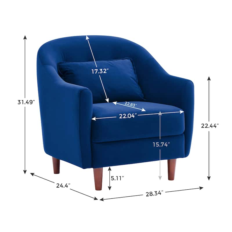 VANOMi 28.34''W Set Of 2 Accent Armchair, Velvet Barrel Chair with Solid Wood Legs