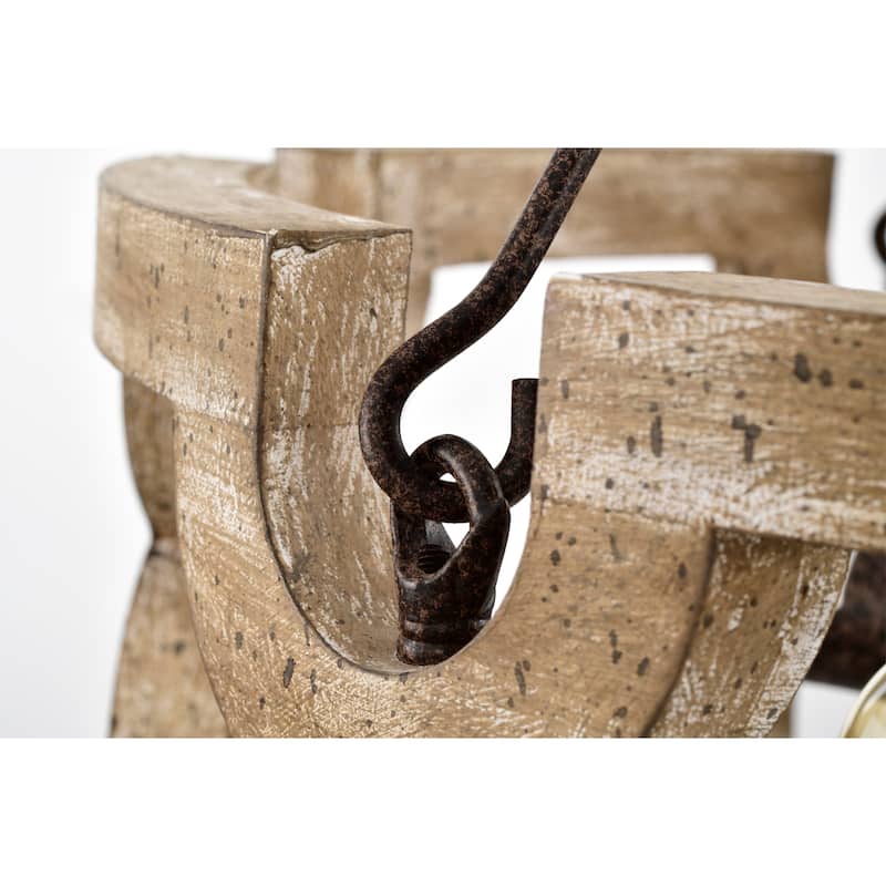 Aarti Rustic Farmhouse 4 Light Wood Grain Paint Chandelier Pendant 19 Inch.