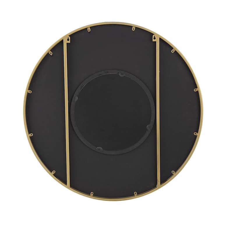 HomeRoots 32" Black And Gold Round Wood And Metal Framed Accent Mirror - 31.5' X '31.5' X '1.2