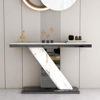Rectangle Console Table with Marble Finish