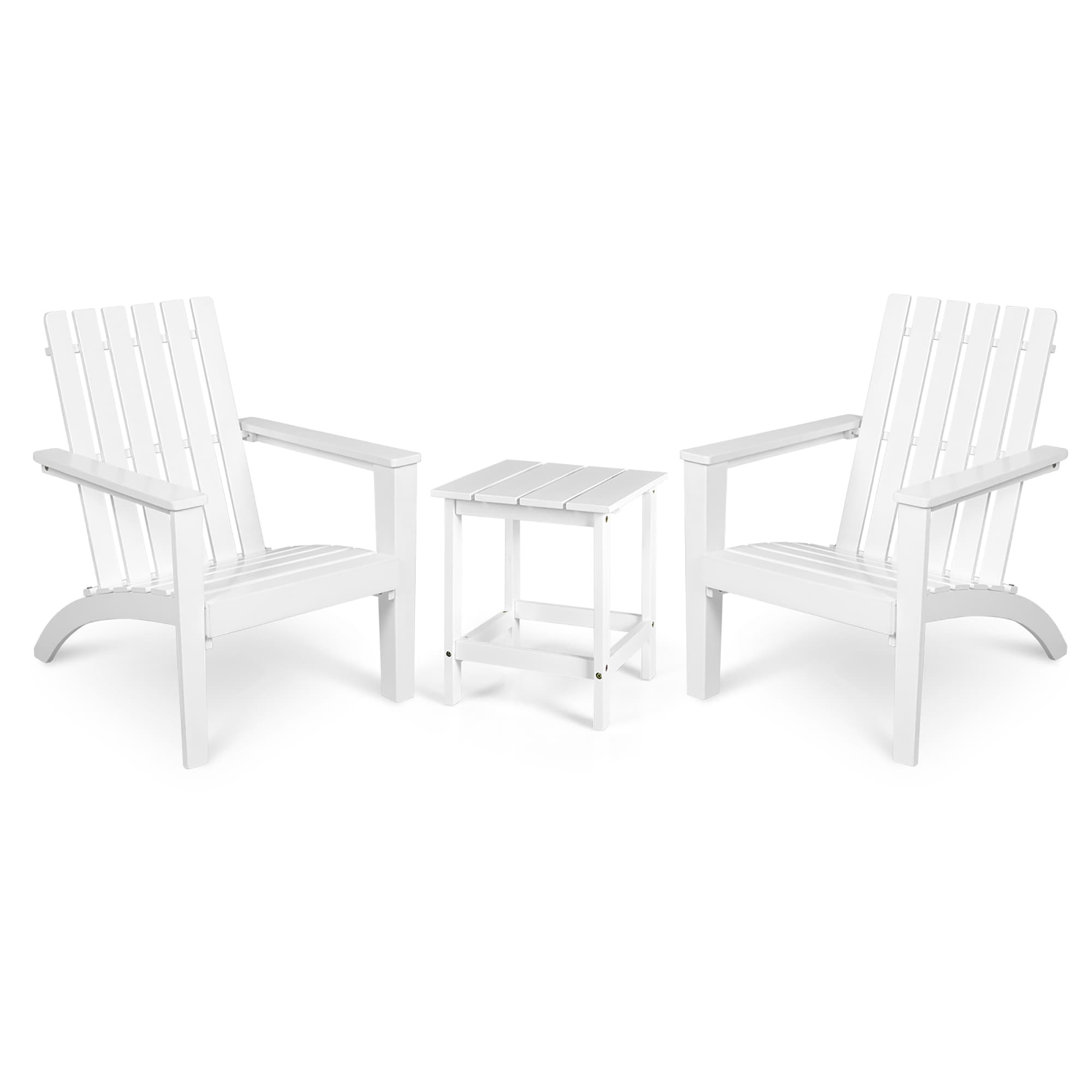 Costway 3PCS Patio Adirondack Chair Side Table Set Solid Wood Garden