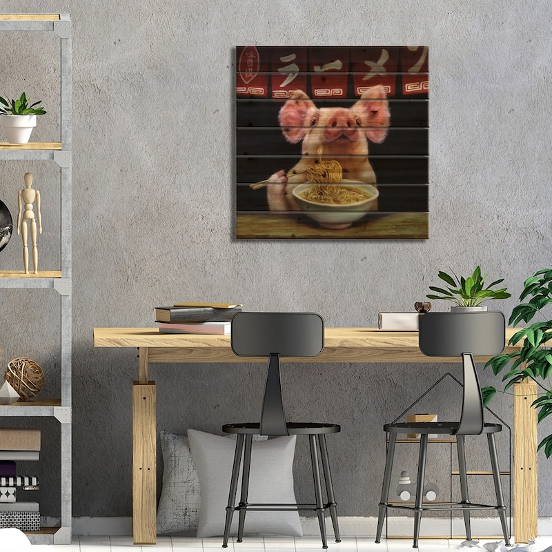 Oodles of Noodles Print On Wood by Lucia Heffernan - Multi-Color