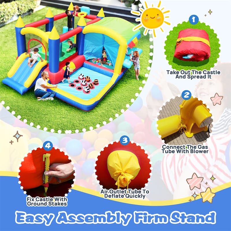 7 in 1 Inflatable Bounce House with Ball Pit - N/A