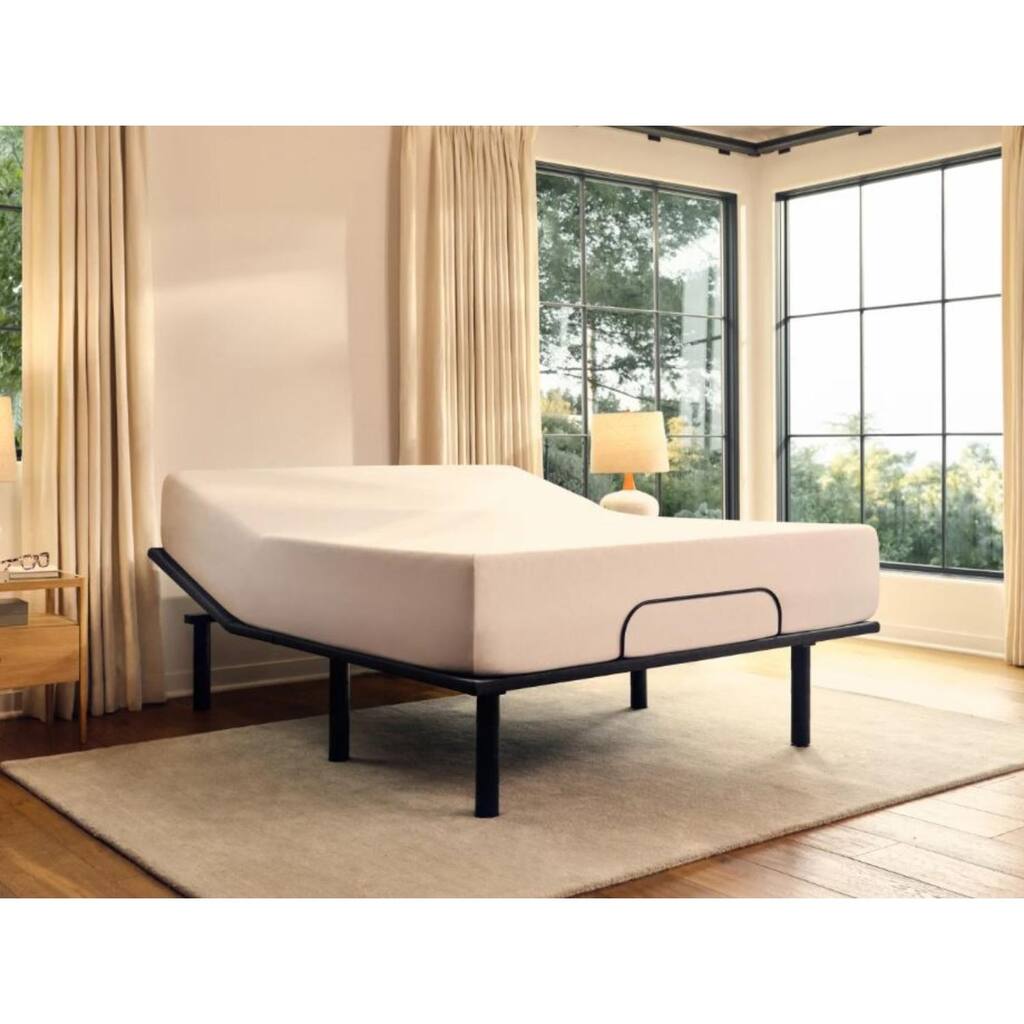 Purple - Modern Adjustable Steel Bed Base with Zero-Clearance Design and Wired Remote Control