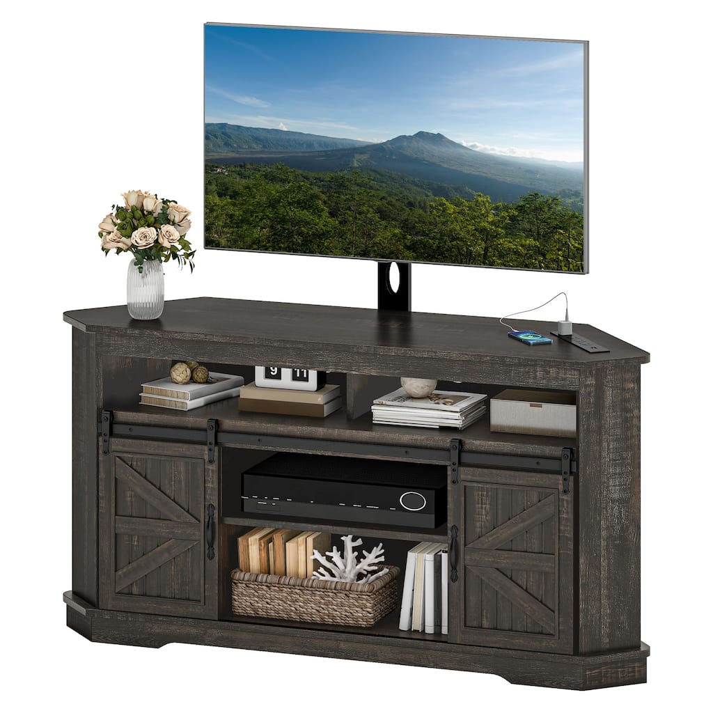 Moasis Corner TV Stand with Barn Doors for 70" TVs