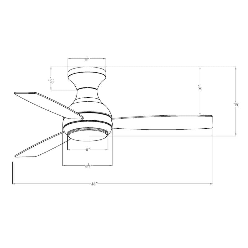 48" Oil Rubbed Bronze LED Low Profile Ceiling Fan with Light and Remote Control - 48 in