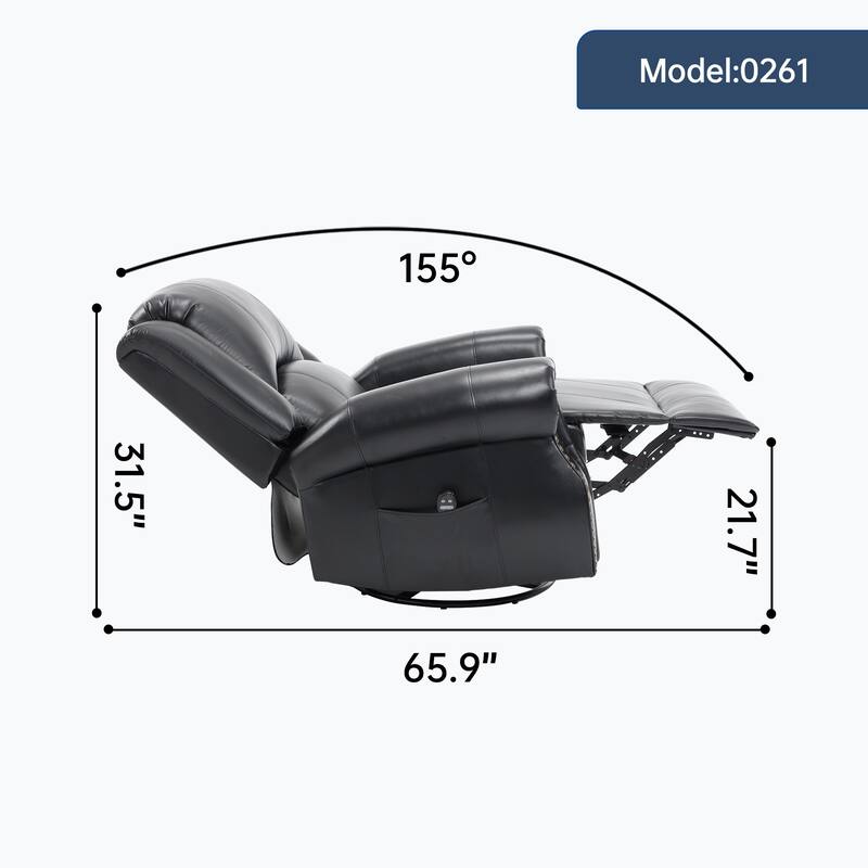 Manual Recliner Chair with Heat & Massage, Ergonomic Lounge Sofa Chair, Swivel Recliner Chair with Side Pocket