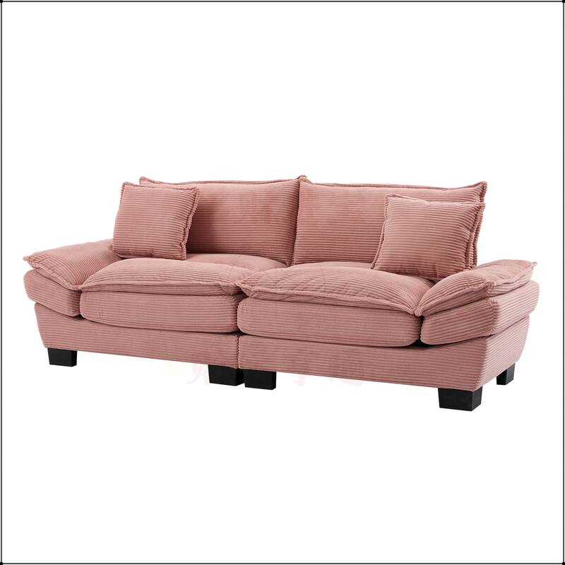 Corduroy Sofa Sleeper with Pillows