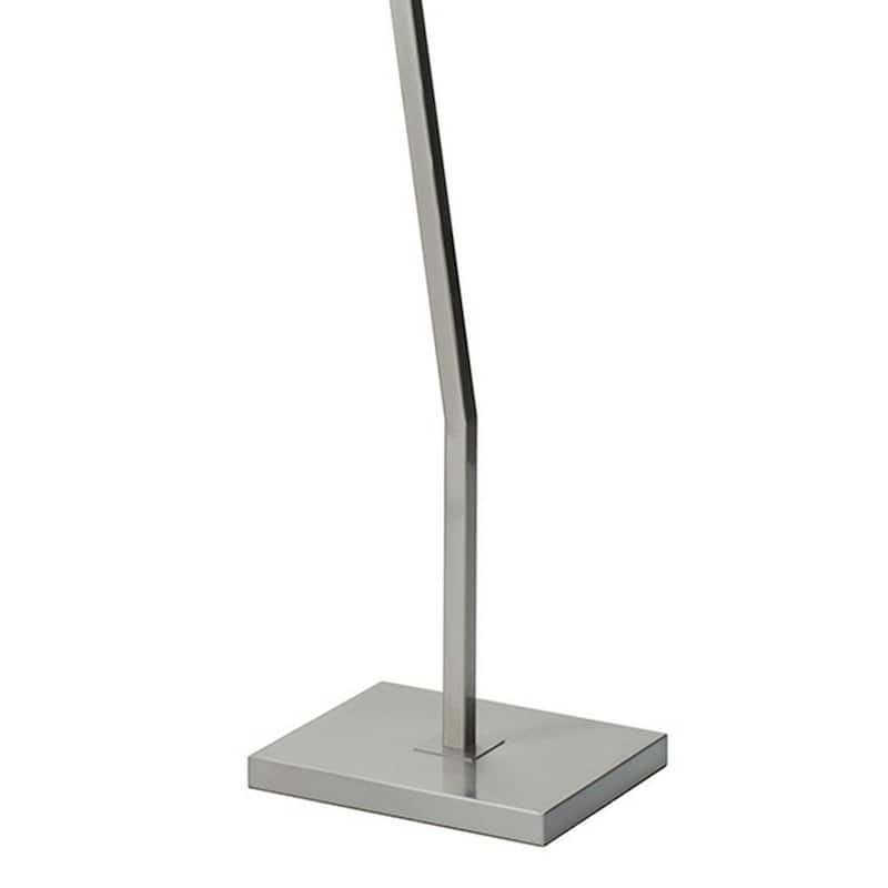 60 Inch Floor Lamp, 3 Dome Glass Shades, Accent Square Metal Base, Nickel