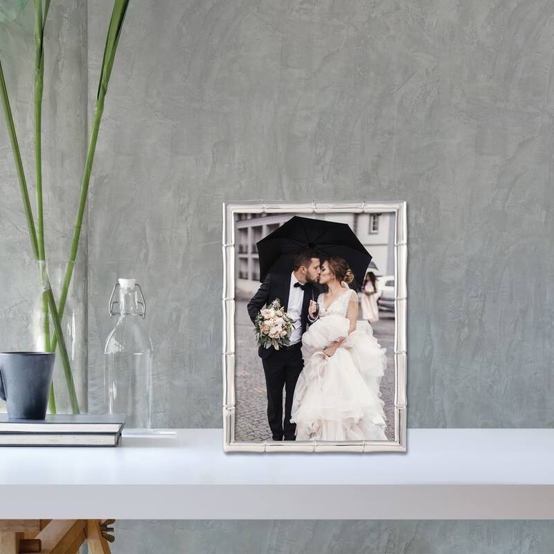 Curata Silver-Tone Metal Bamboo 4x6 Frame