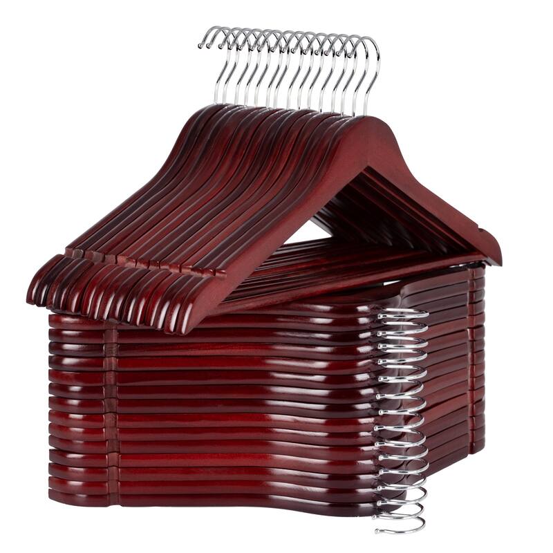 StorageWorks Wooden Clothes Hangers, Hangers for Coats, Shirts, Jackets, Pants, Suits - 30-pack - Dark Cherry Color