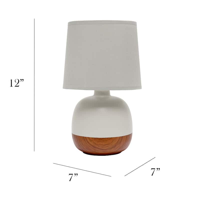 Simple Designs Petite Mid Century Table Lamp, Dark Wood and Light Gray - N/A