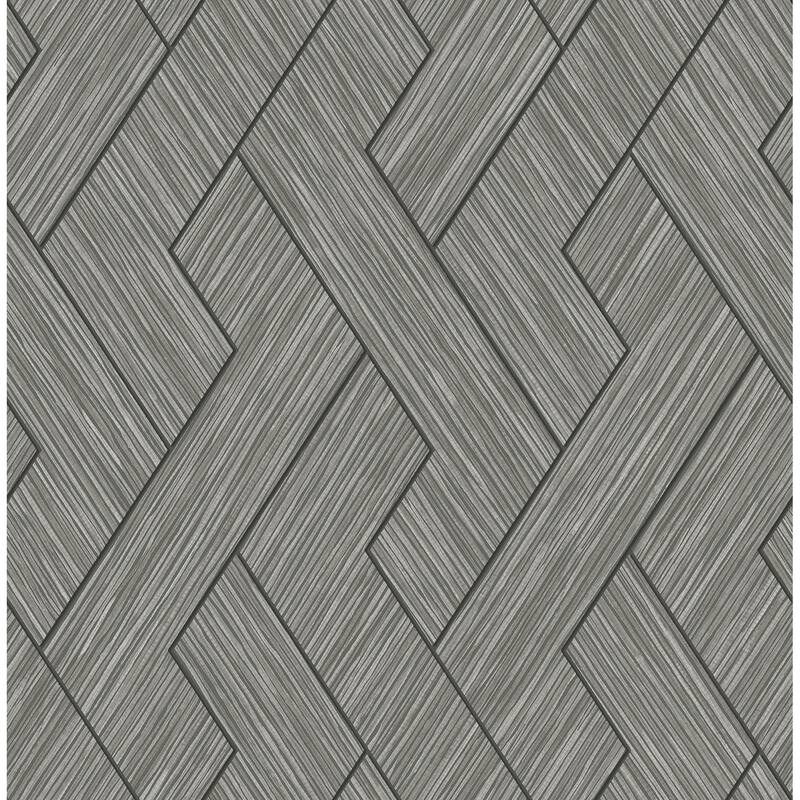 Advantage Ember Grey Geometric Basketweave Wallpaper