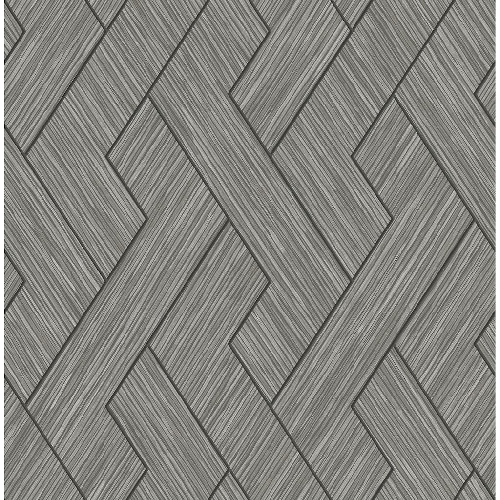 Advantage Ember Grey Geometric Basketweave Wallpaper