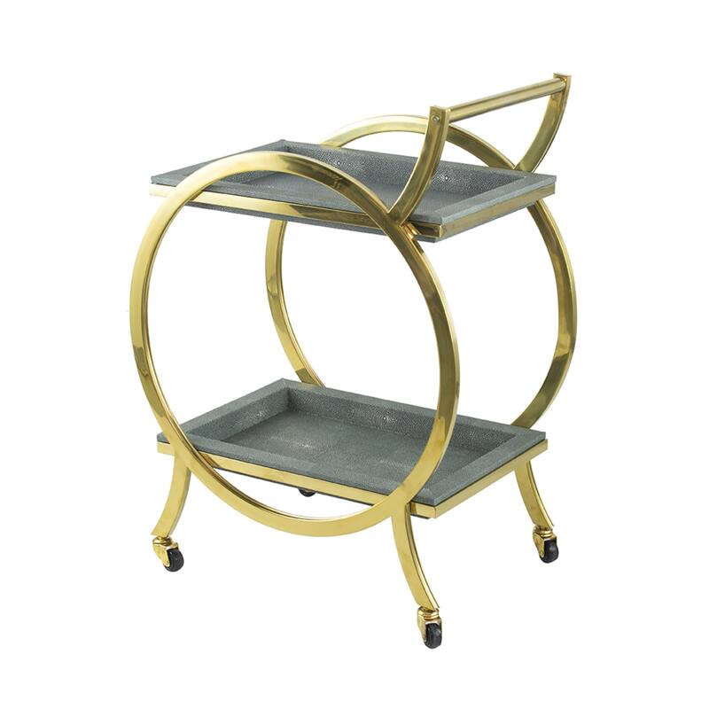 Margo Bar Cart with Rolling Wheels - 34" - Gold and Gray
