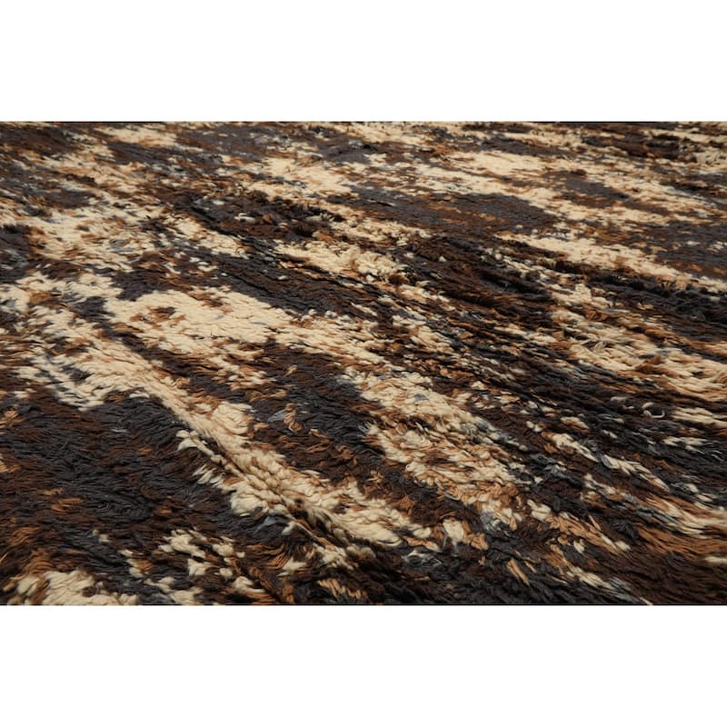 8x10 Tibetano Hand Knotted Wool Ivory Shag Plush Pile Modern & Contemporary Rug - 8' x 10'