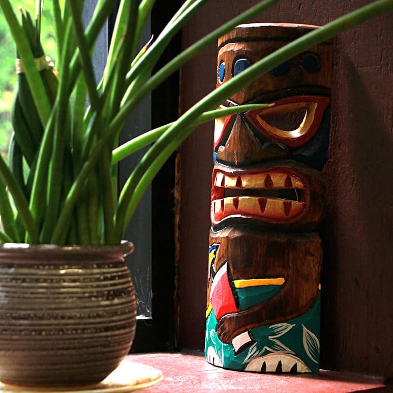 Zeckos Set Of 5 Polynesian Decor Style Wooden Tiki Masks 12 Inch