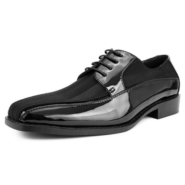 MEN/'S WHITE TUXEDO DRESS SHOES faux patent leather classic formal oxford styling