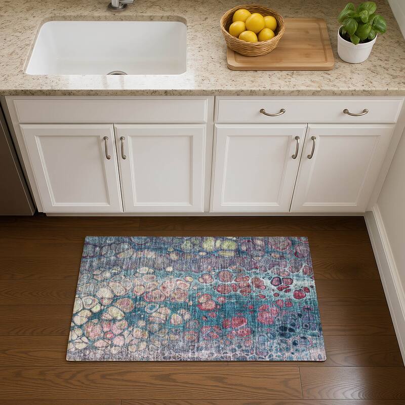 Premium Washable Super Soft Modern Abstract Mayfield Rug - Teal - 1'8" x 2'6"
