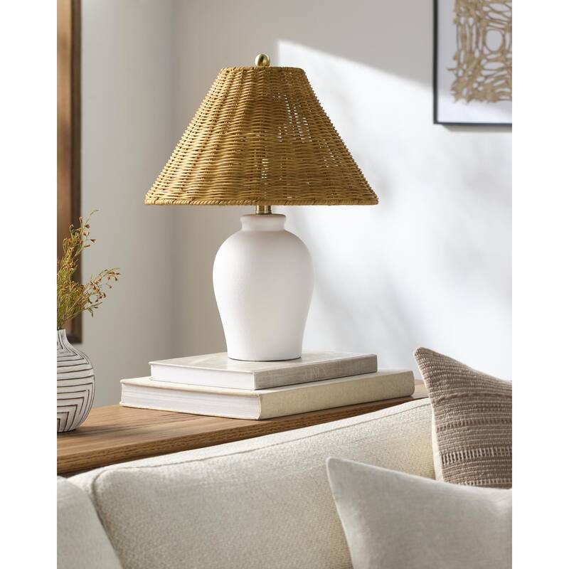 Livabliss Besson Traditional Accent Table Lamp - 19"H x 14"W x 14"D - White/Gold
