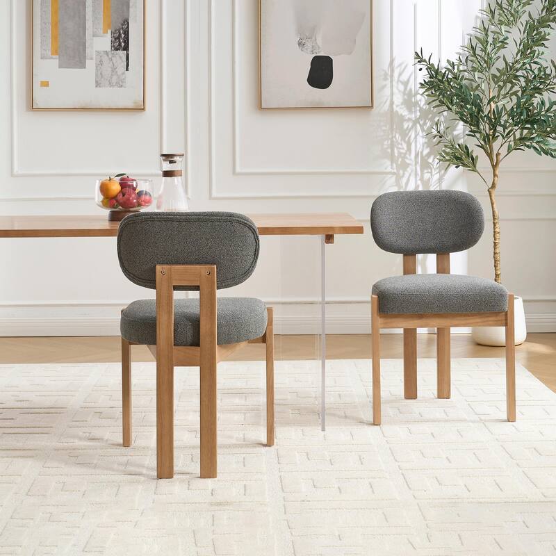 Wooden Dining Chairs Set of 2, Modern Fabric Upholstered Dining Room Chair