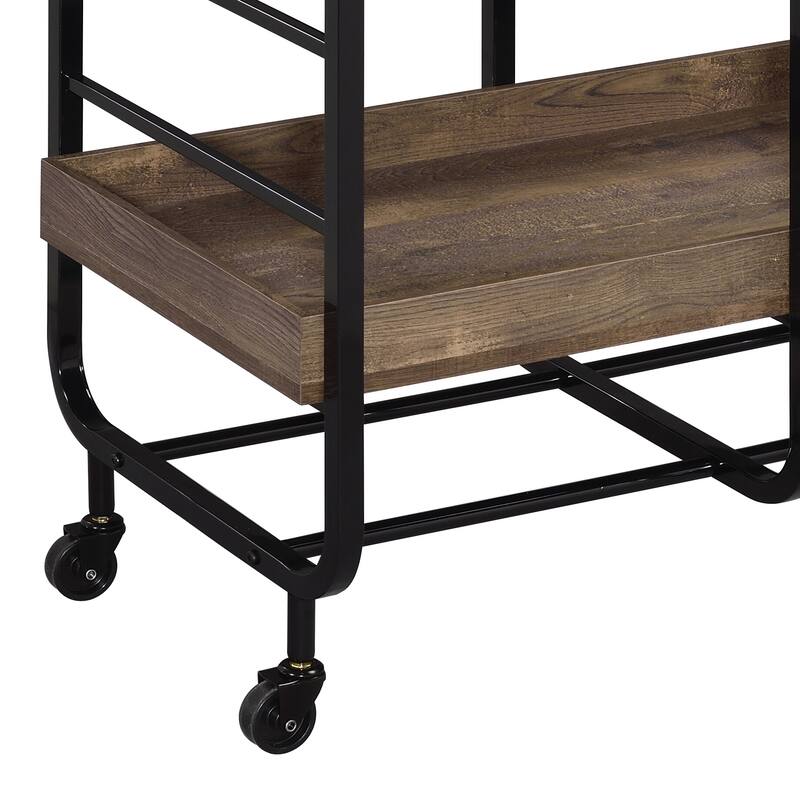 Vorrik Black & Walnut Finish Serving cart