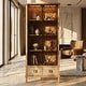 preview thumbnail 2 of 11, Tall Glass Door Solid Wood Bathroom Cabinet Curio Cabinet with LED Lights, 70.8" Farmhouse Industrial Accent Display Cabinet