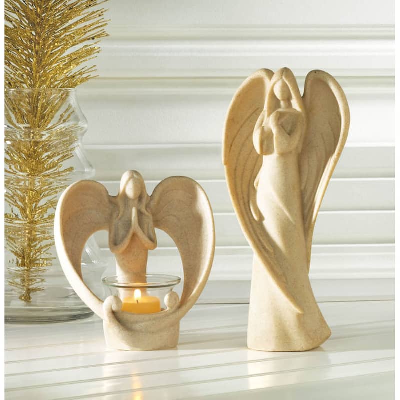 Guardian Angel Tabletop Figurine - 9.25" - Beige