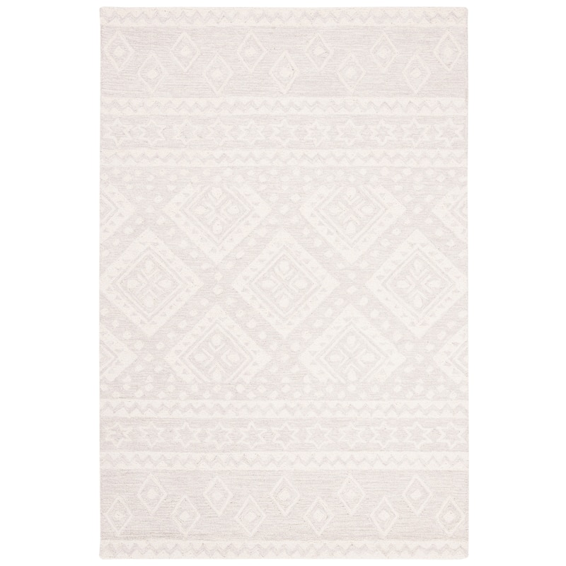 SAFAVIEH Handmade Micro-Loop Kobie Wool Rug - 4' x 6' - Grey/Ivory
