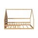 preview thumbnail 29 of 31, Full Size House Bed with Window and Fence, Rustic Wooden Montessori Floor Bed Frame with LED Light for Kids Girls Boys Bedroom