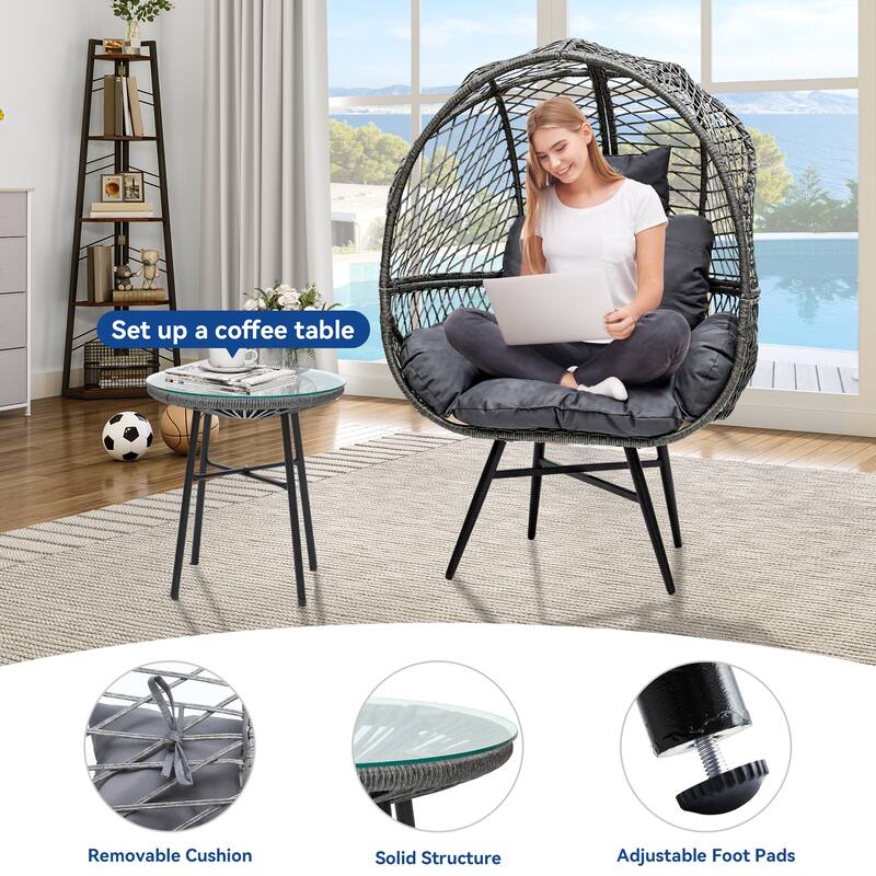 Fields Wicker Egg Chair With Stand, Cushion