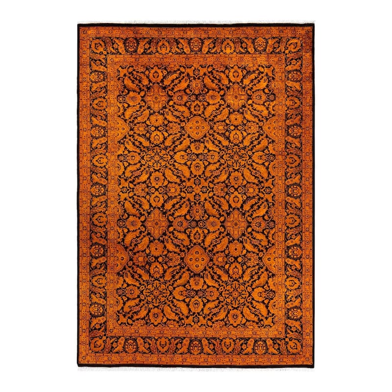 Overdyed, One-of-a-Kind Hand-Knotted Area Rug - Orange - 6' 3" x 8' 10"