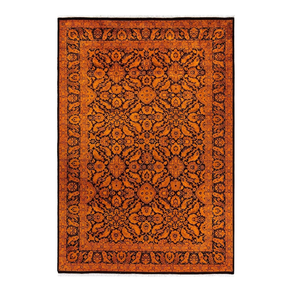 Overdyed, One-of-a-Kind Hand-Knotted Area Rug - Orange - 6' 3" x 8' 10"
