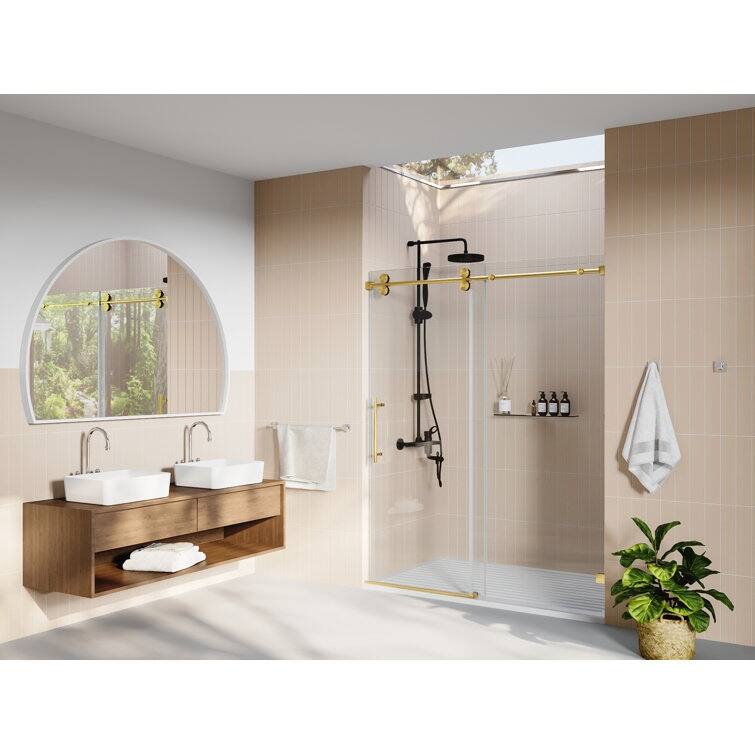 DeerValley Concord 56" - 60" W x 76" H Single Sliding Frameless Shower Door
