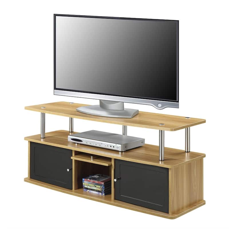 Modern 50-inch TV Stand in Light Oak / Black Wood Finish - 47.2 x 15.8 x 20.5 inches