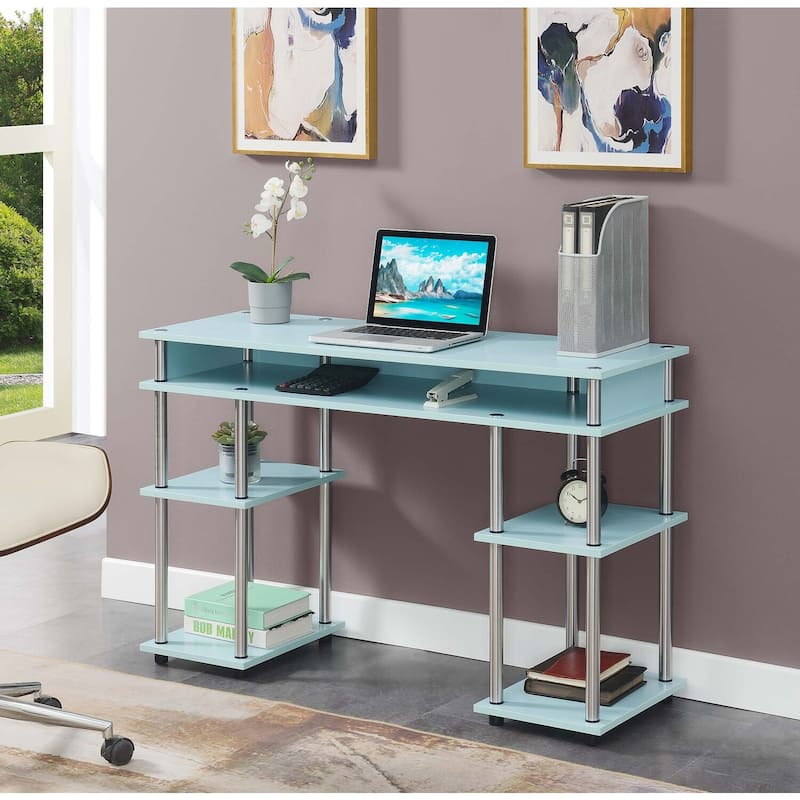 No Tools Desk - Home Office Corner Shelf Desk - Computer Nail Tech Desk - Sea Foam - 47"L x 15.75"W x 30"H
