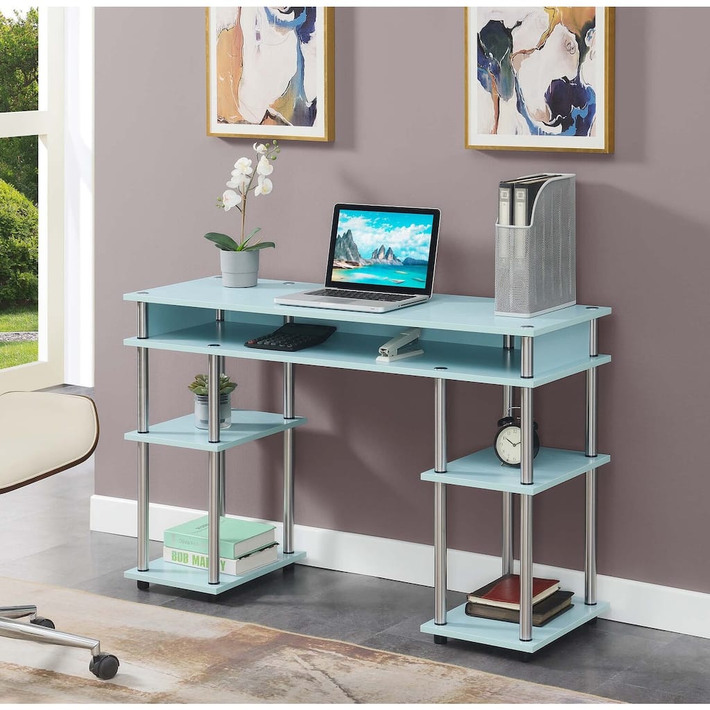 No Tools Desk - Home Office Corner Shelf Desk - Computer Nail Tech Desk - Sea Foam - 47"L x 15.75"W x 30"H