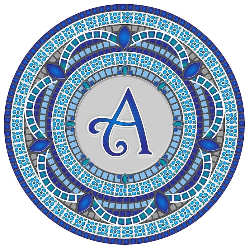 Custom Monogram Decorative Poolmat #1 - Mosaic Pool Art - 29" in Diameter - Letter "A"