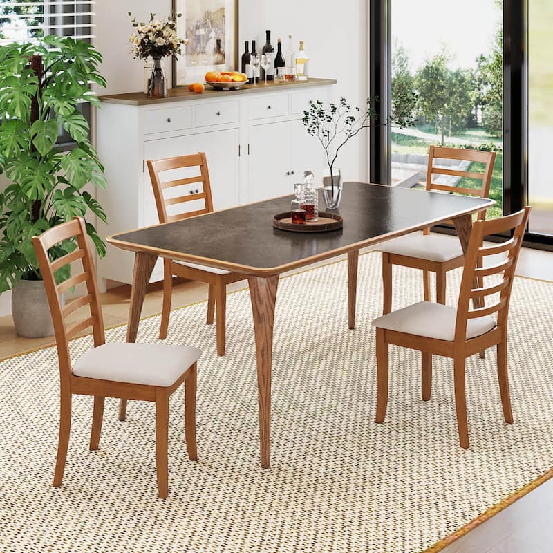 Costway Wooden Dining Chair Set of 2/4 Kitchen Chair with Rubber Wood