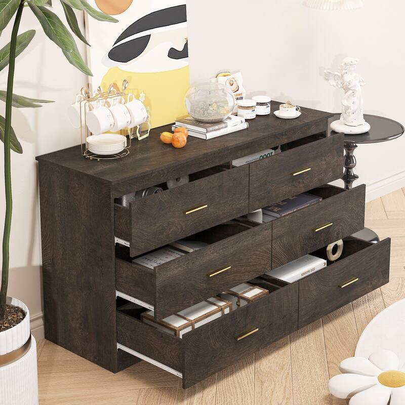 Spray-painted Solid Wood Dresser Cabinet with 5 Drawers