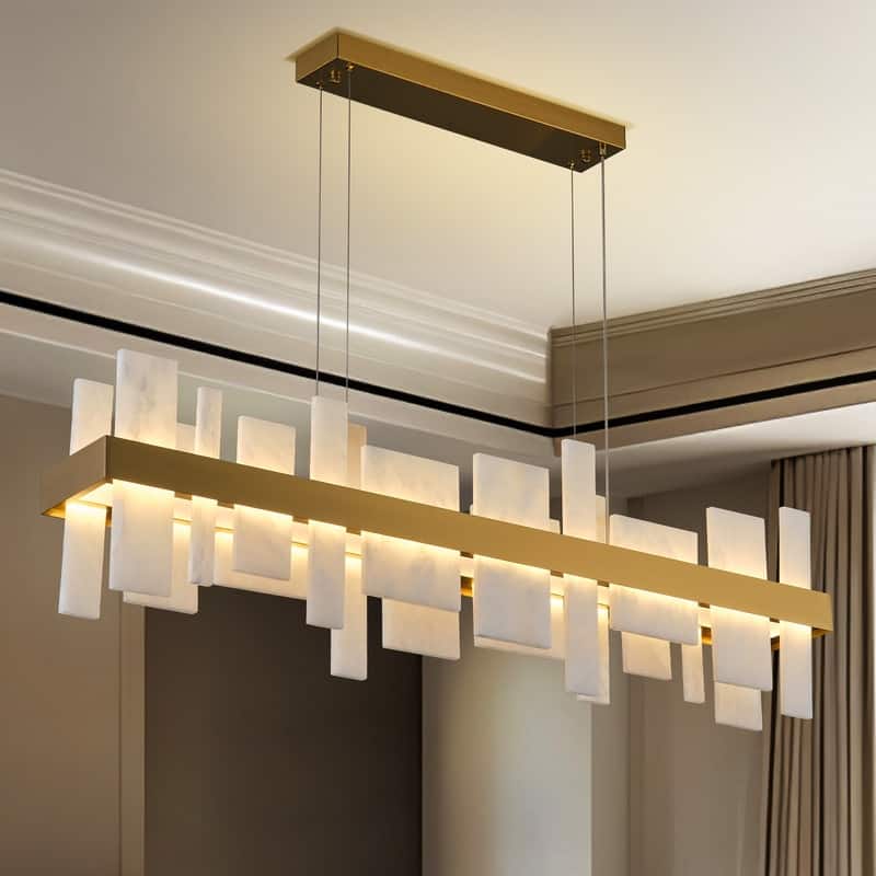 KAYLA 31 in. 8-Lights Drum Gold Chandelier With Alabaster Shade Chandelier