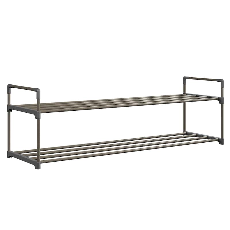 Shoe Rack - 2-Tier Shoe Organizer Shelf Holds 10 Pairs Sneakers, Heels, Boots by Home-Complete (Gray) - 2-Tier - Grey