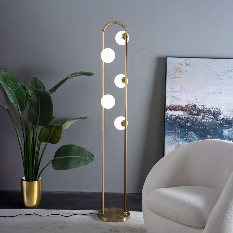 Ivette Brass Floor Lamp with Globe Lights - Gold
