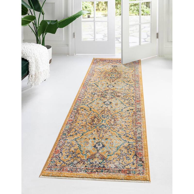 Traditional Nixa Collection Area Rug - 2'x8' - Yellow