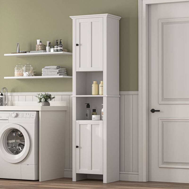 Bathroom Floor Storage Cabinet with 2 Doors and 6 Shelves